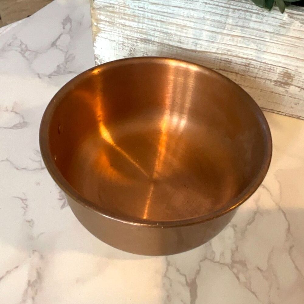 Beautiful vintage small copper mixing bowl with hanger made in Taiwan